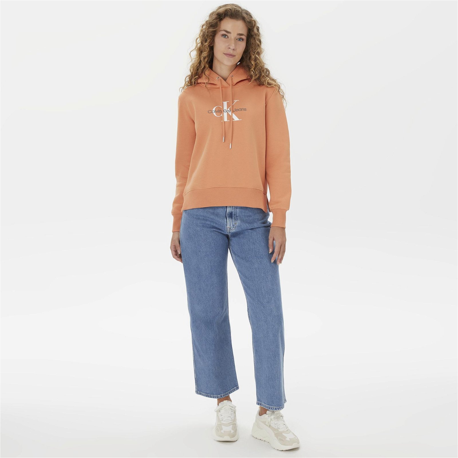 Calvin Klein Jeans Monologo Regular Kadın Turuncu Sweatshirt