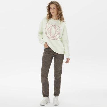  Calvin Klein Jeans Galaxy Aw Boyfriend Crewneck Kadın Beyaz Sweatshirt