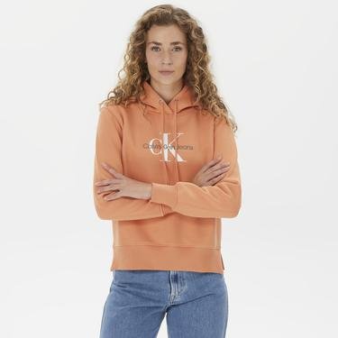  Calvin Klein Jeans Monologo Regular Kadın Turuncu Sweatshirt