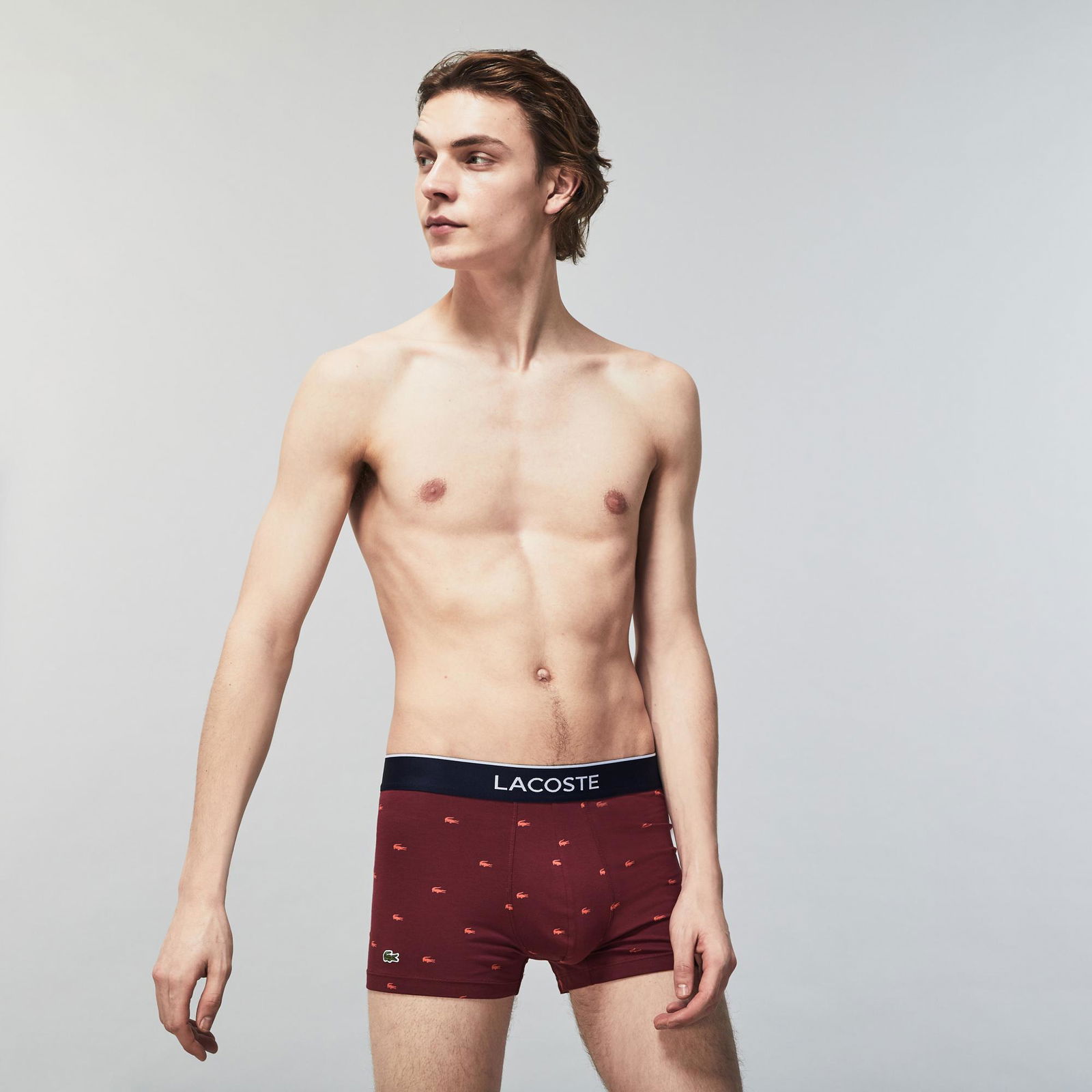 Lacoste Erkek Timsah Desenli 3'lü Yeşil - Bordo - Lacivert Boxer