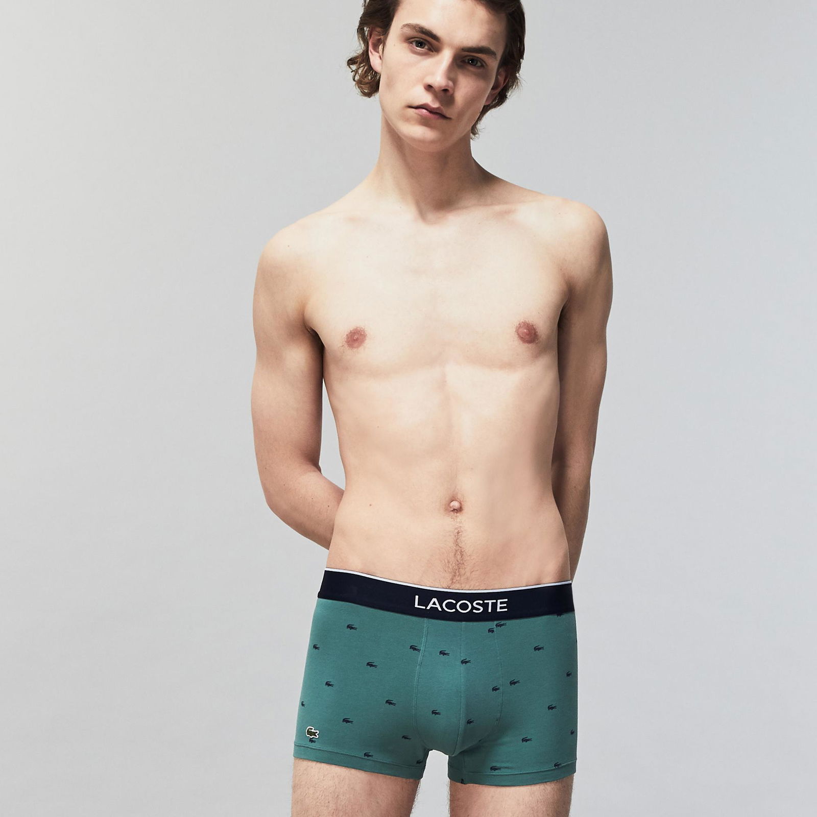 Lacoste Erkek Timsah Desenli 3'lü Yeşil - Bordo - Lacivert Boxer