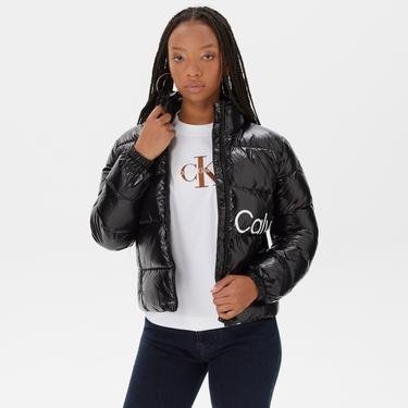  Calvin Klein Jeans Shiny Fitted Kadın Siyah Mont