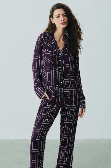  Viskon Maze Bordo Kadın Pijama Takımı