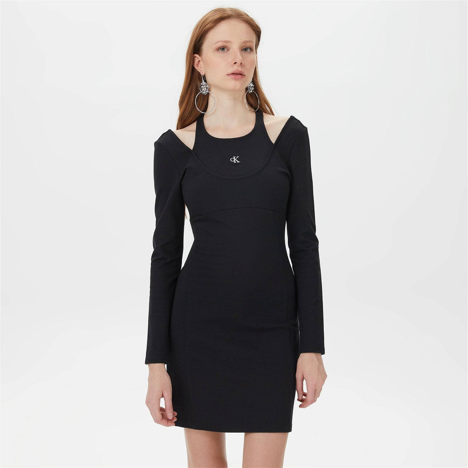 Calvin Klein Double Layer Milano Siyah Kadın Elbise