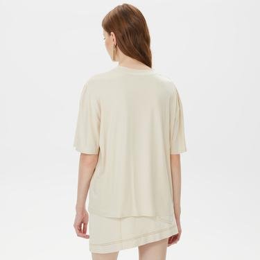  Sorbe Oversize Kadın Bej T-Shirt