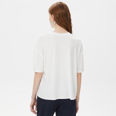  Sorbe Oversize Kadın Beyaz T-Shirt