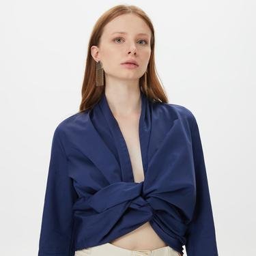  Sorbe Wrap Kadın Lacivert Bluz