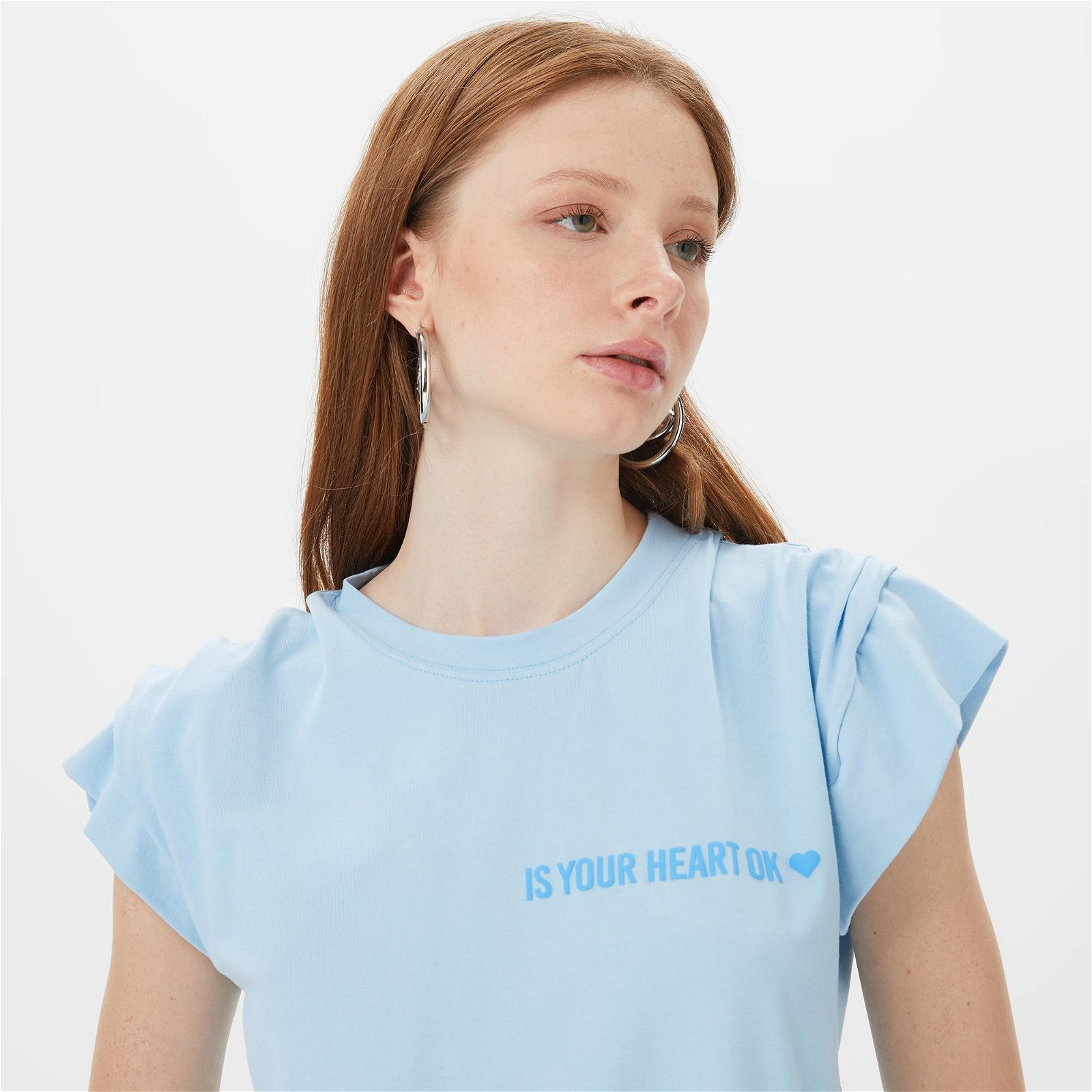 Sorbe Vatkalı Kadın Mavi T-Shirt