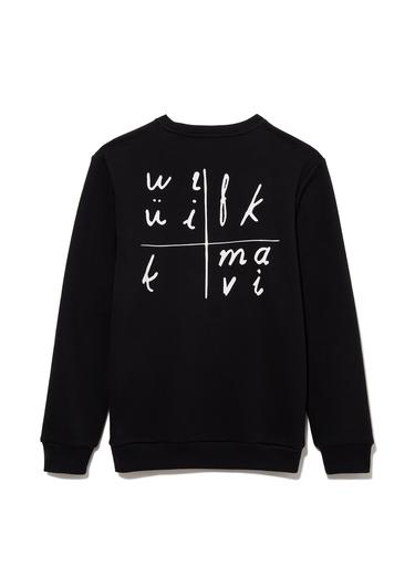  Mavi Alfabe Baskılı Siyah Sweatshirt 0S10068-900