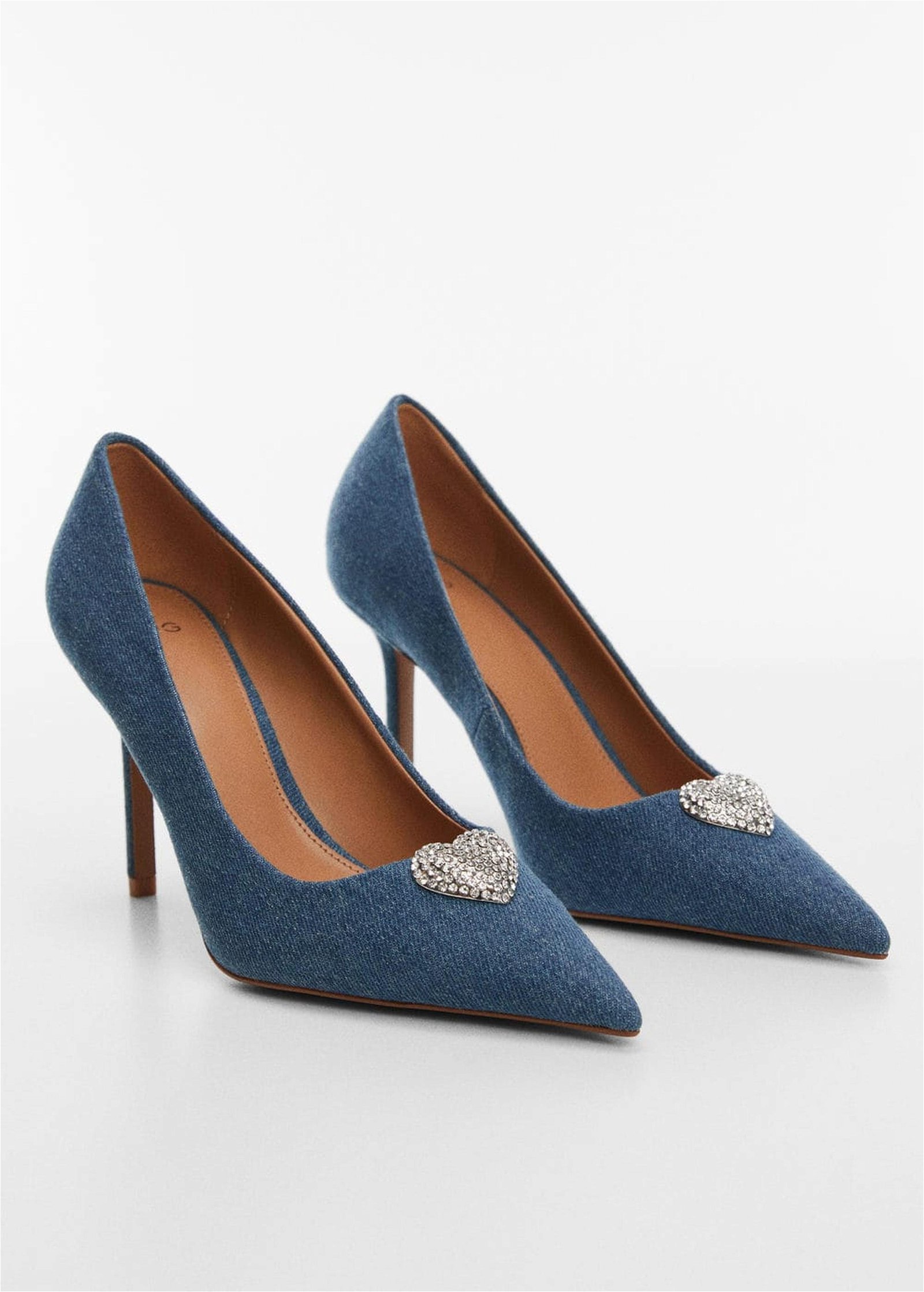 Mango Kadın Taş Detaylı Denim Ayakkabı Donuk Mavi
