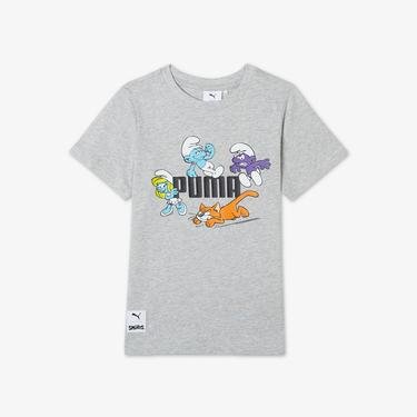 Puma X THE SMURFS Çocuk Gri T-Shirt