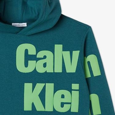  Calvin Klein Jeans Blown-Up Logo Fleece Çocuk Mavi Sweatshirt