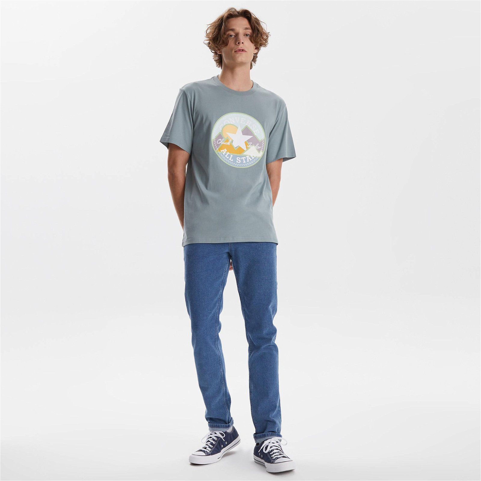  Converse Standard Fit Coastal Remix Chuck Patch Erkek Gri T-Shirt