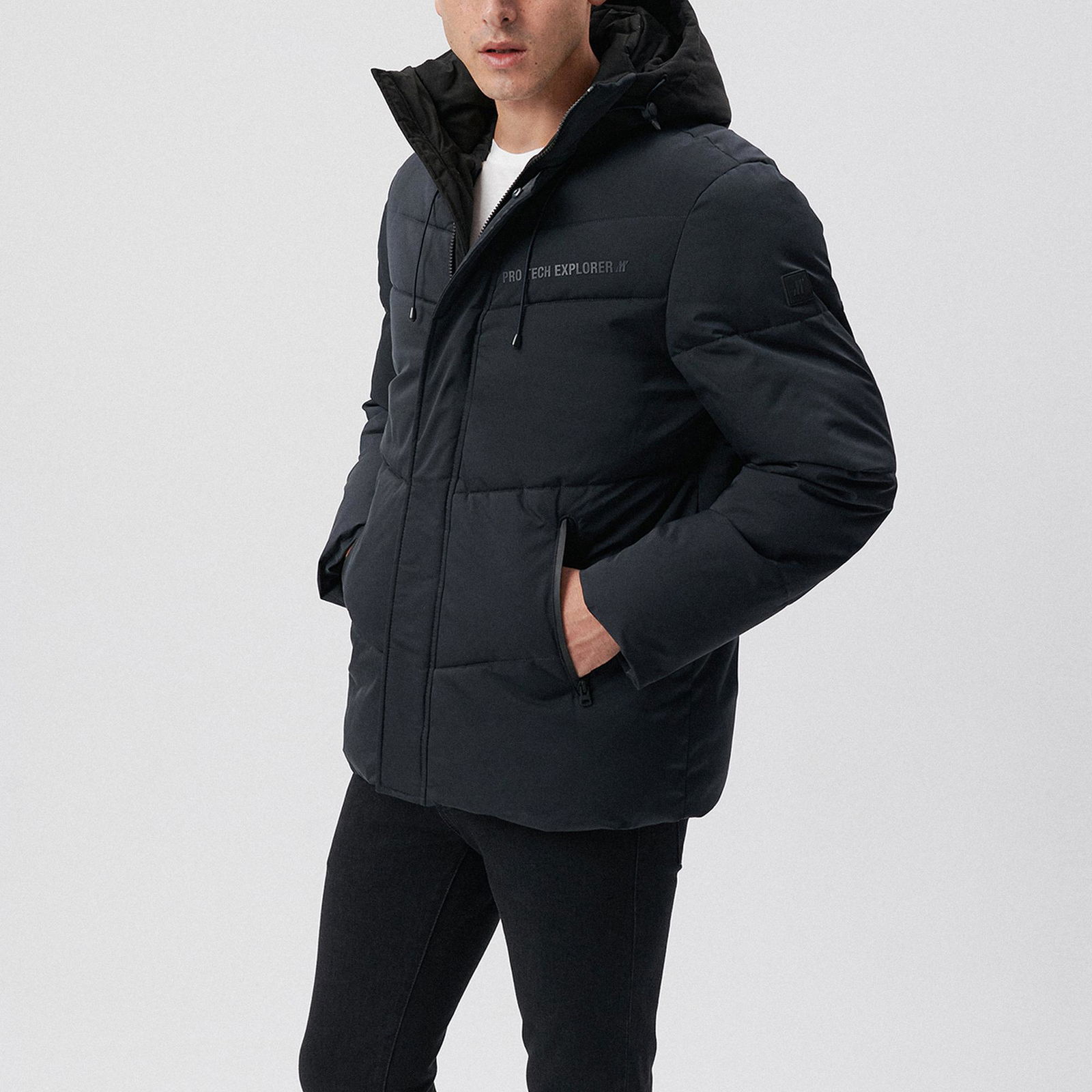 Mavi Kapüşonlu Gri Şişme Mont Regular Fit / Normal Kesim 0110223-70499