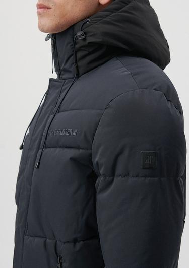  Mavi Kapüşonlu Gri Şişme Mont Regular Fit / Normal Kesim 0110223-70499