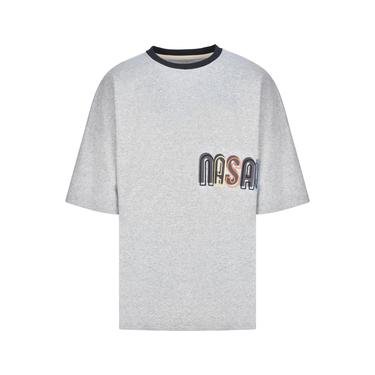  Nasaqu Erkek Düşük Omuzlu Oversize Gri Krom T-Shirt