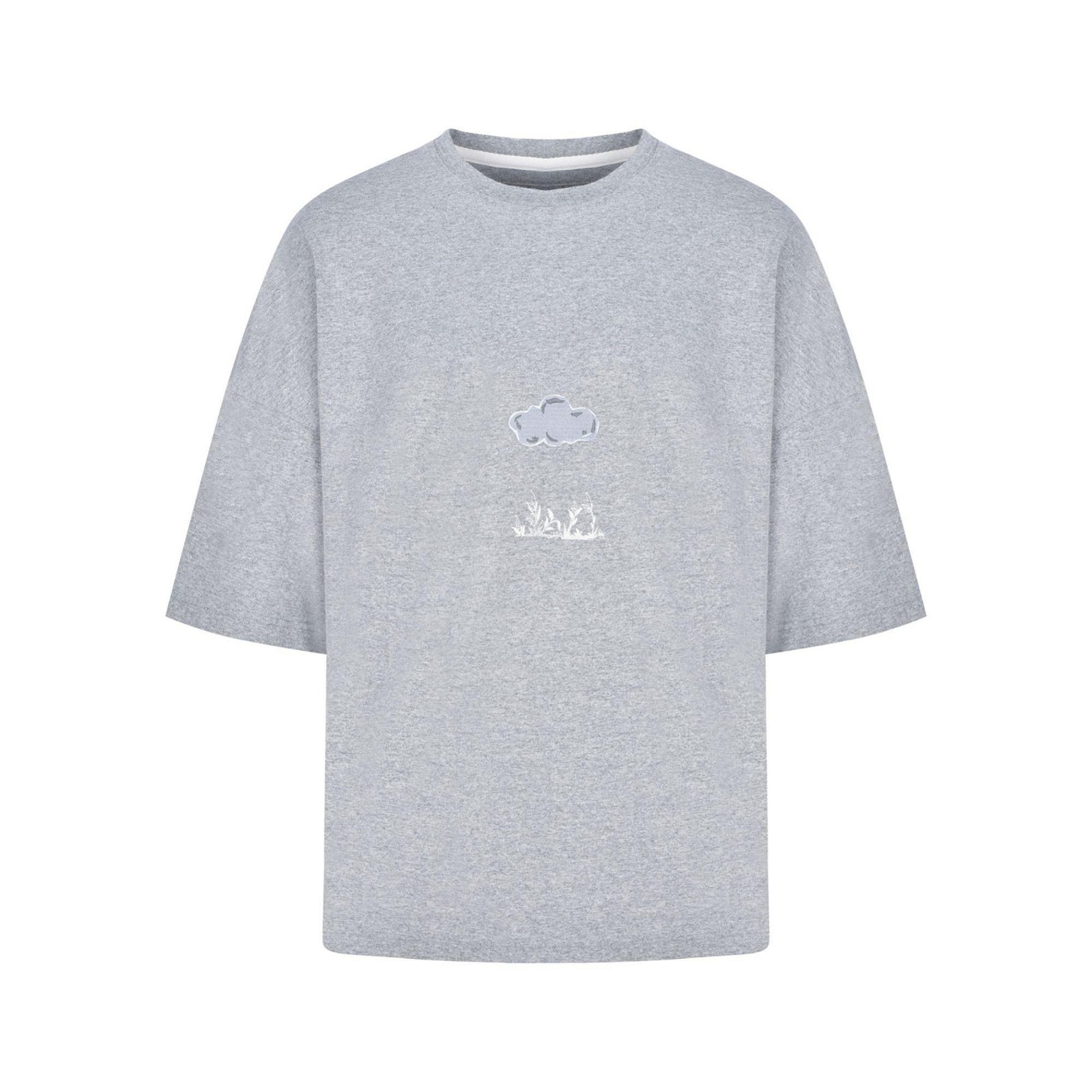 Nasaqu Unisex Yağmur Bulutu Oversize Gri Krom T-Shirt