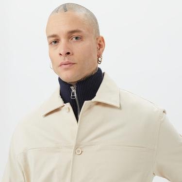  Calvin Klein Brushed Cotton Overshirt Erkek Gri Ceket