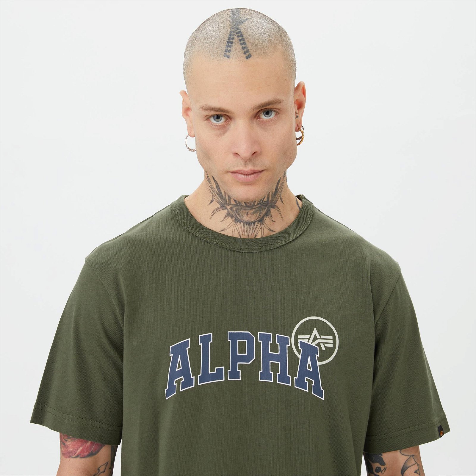 Alpha Industries Essential Logo Erkek Yeşil T-Shirt