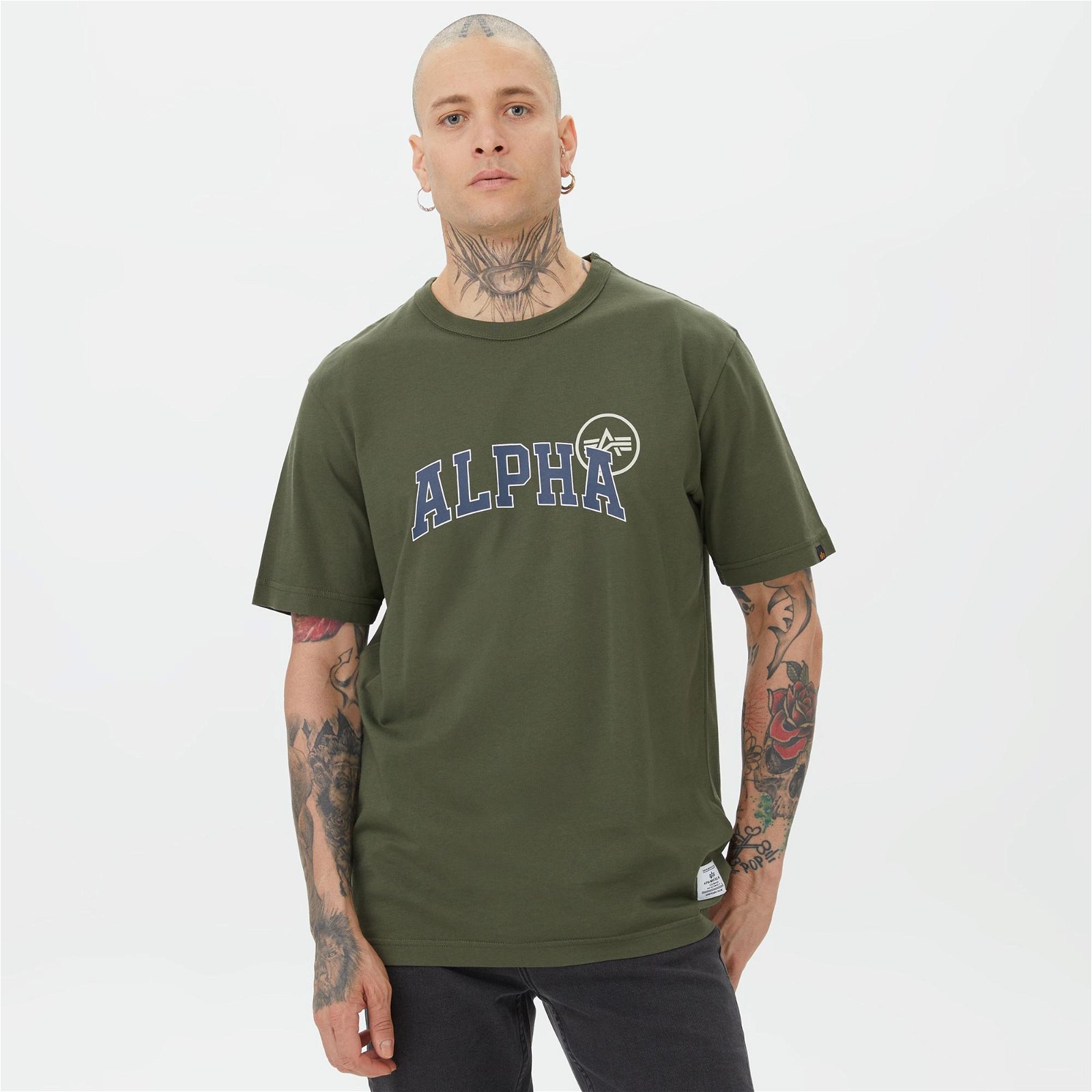 Alpha Industries Essential Logo Erkek Yeşil T-Shirt