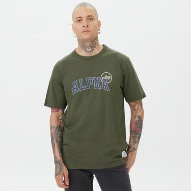  Alpha Industries Essential Logo Erkek Yeşil T-Shirt