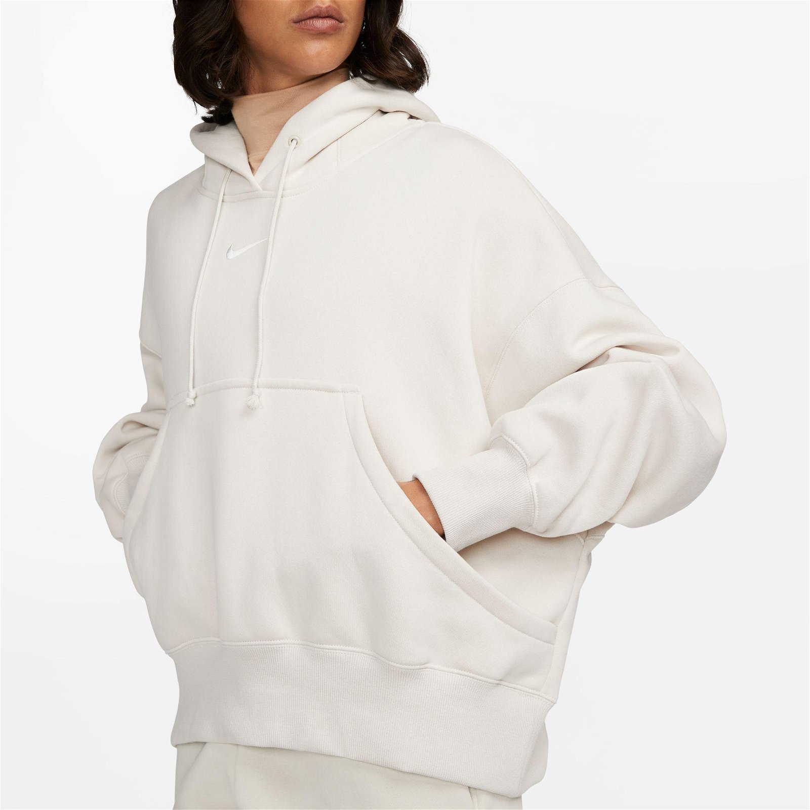 Nike Sportswear Phoenix Fleece Hoodie Kadın Krem Rengi Sweatshirt