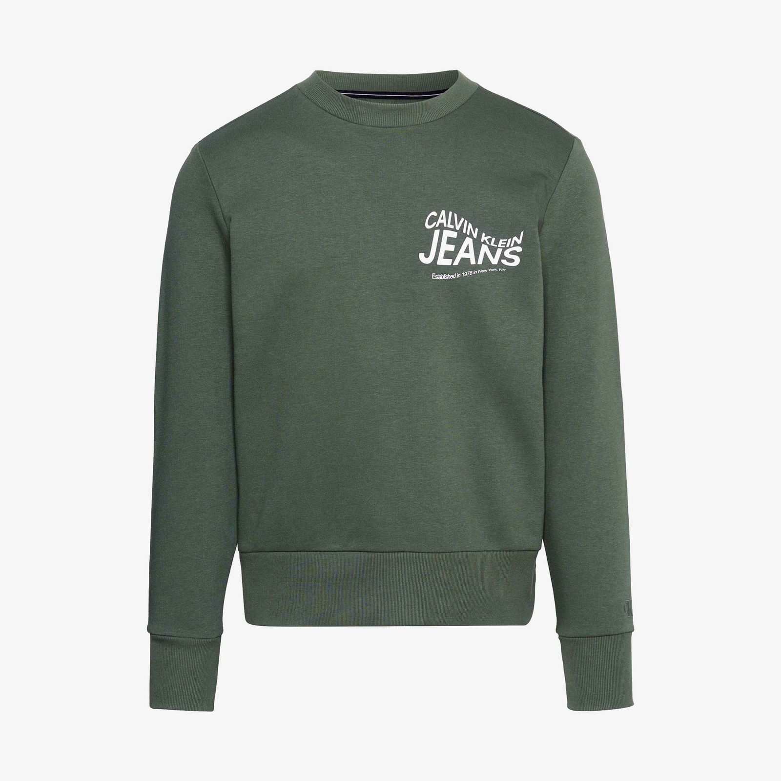 Calvin Klein Jeans Future Motion Graphic Crew Neck Erkek Yeşil Sweatshirt