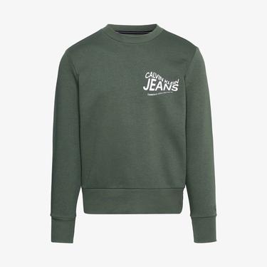  Calvin Klein Jeans Future Motion Graphic Crew Neck Erkek Yeşil Sweatshirt