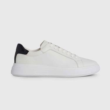  Calvin Klein Low Top Lace Up Leather Erkek Beyaz Sneaker