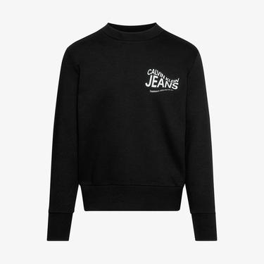  Calvin Klein Jeans Future Motion Graphic Crew Neck Erkek Siyah Sweatshirt
