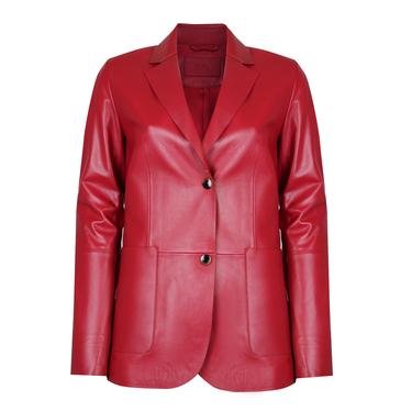  Angelea Kırmızı Kadın Blazer Deri Ceket