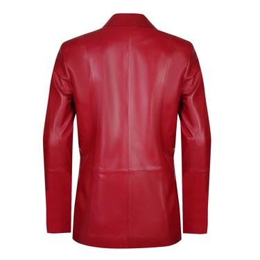  Angelea Kırmızı Kadın Blazer Deri Ceket