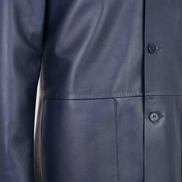  Auburn Mavi Erkek Deri Blazer Ceket