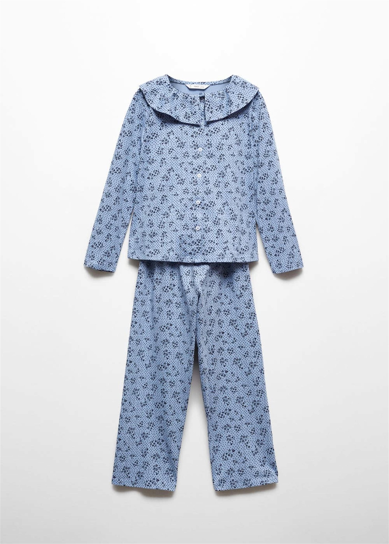 Mango Çocuk Desenli Pamuklu Uzun Pijama Mavi