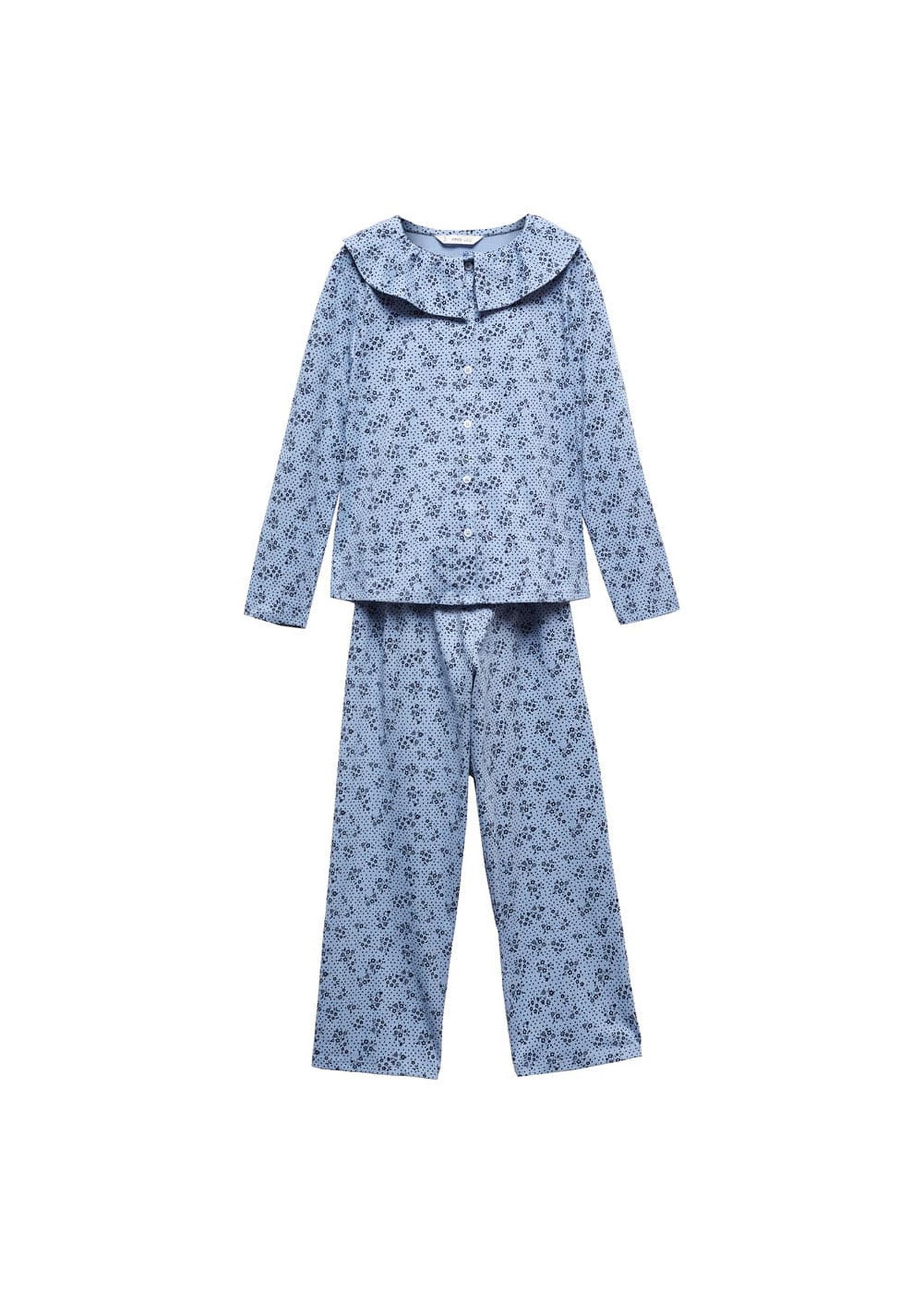 Mango Çocuk Desenli Pamuklu Uzun Pijama Mavi