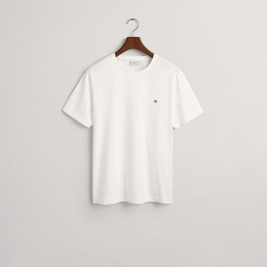  GANT Erkek Beyaz Regular Fit Bisiklet Yaka Logolu T-shirt