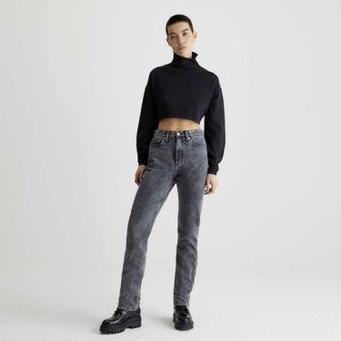  Calvin Klein Jeans Loose Back Buckle Kadın Siyah Sweatshirt