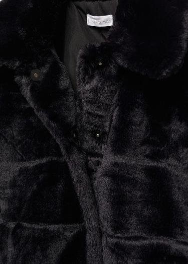  Mango Çocuk Yakası Kürklü Palto Siyah