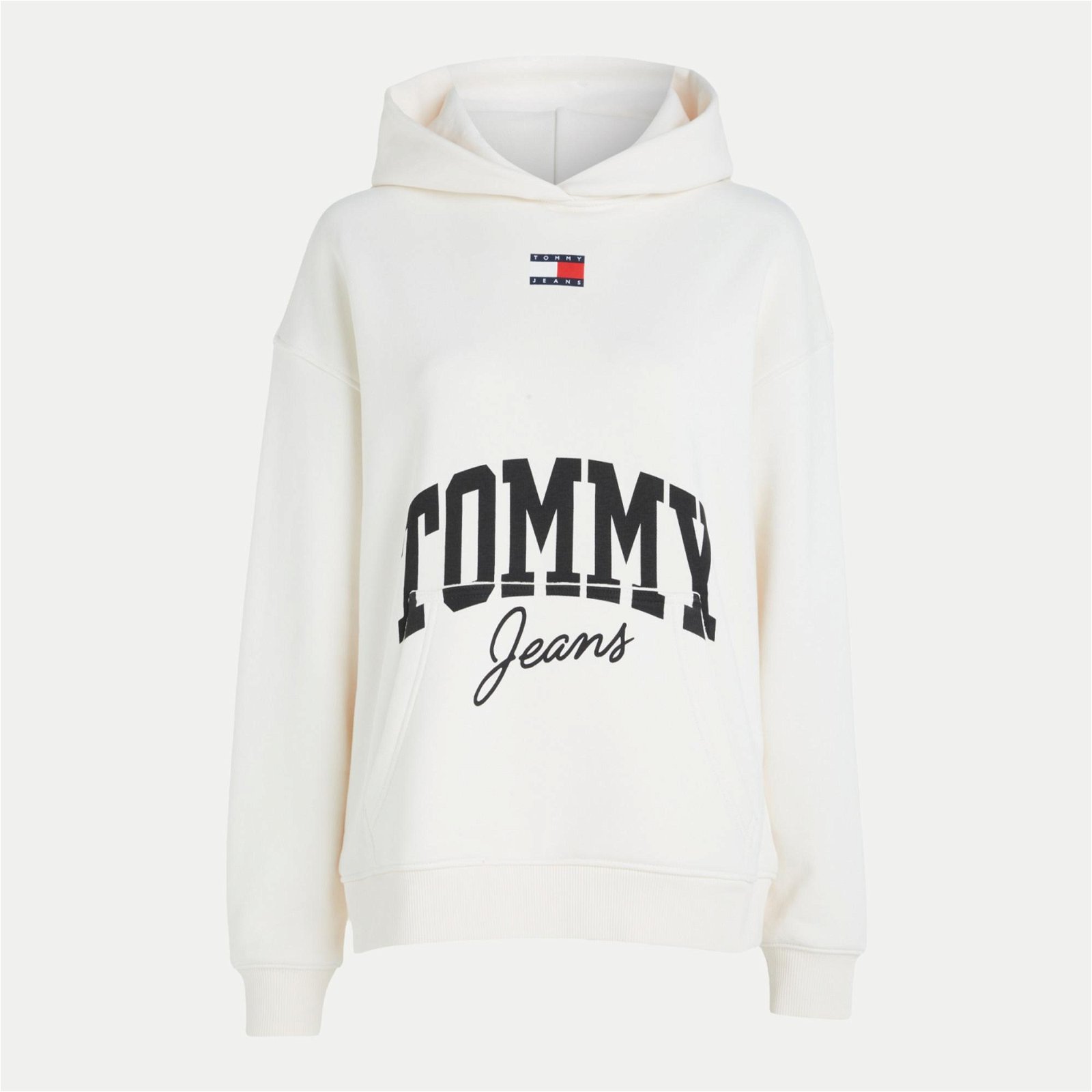 Tommy Hilfiger Oversize New Varsity Hoodie Kadın Beyaz Sweatshirt