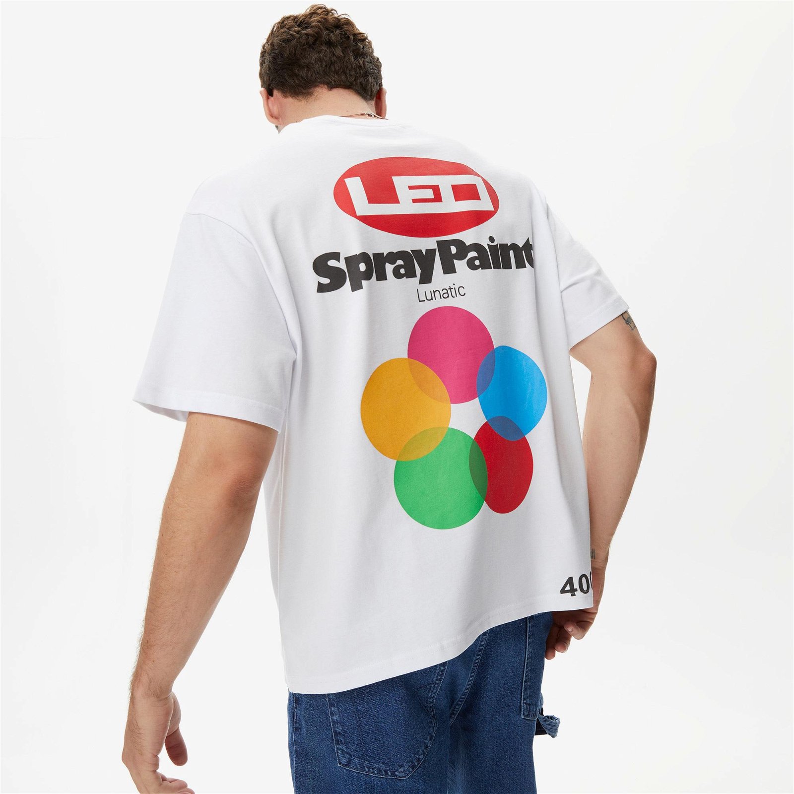 Leo Lunatic Spray Paint Unisex Beyaz T-Shirt
