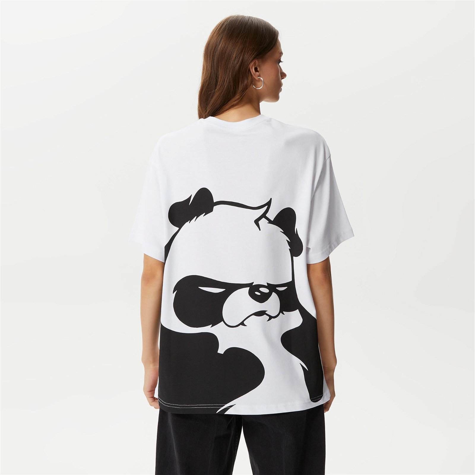 Leo Lunatic Panda Unisex Beyaz T-Shirt