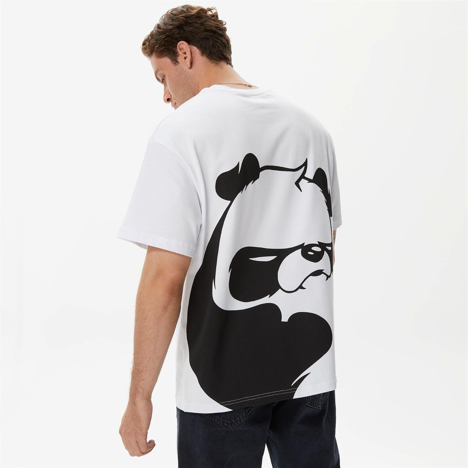 Leo Lunatic Panda Unisex Beyaz T-Shirt