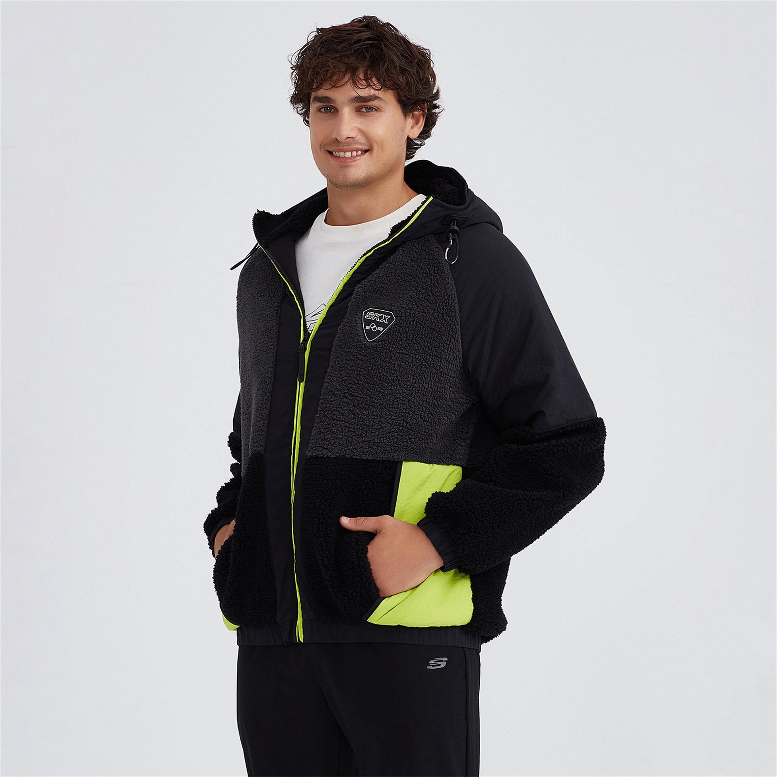 Skechers M Outdoor Fleece Full Zip Sherpa Erkek siyah Ceket