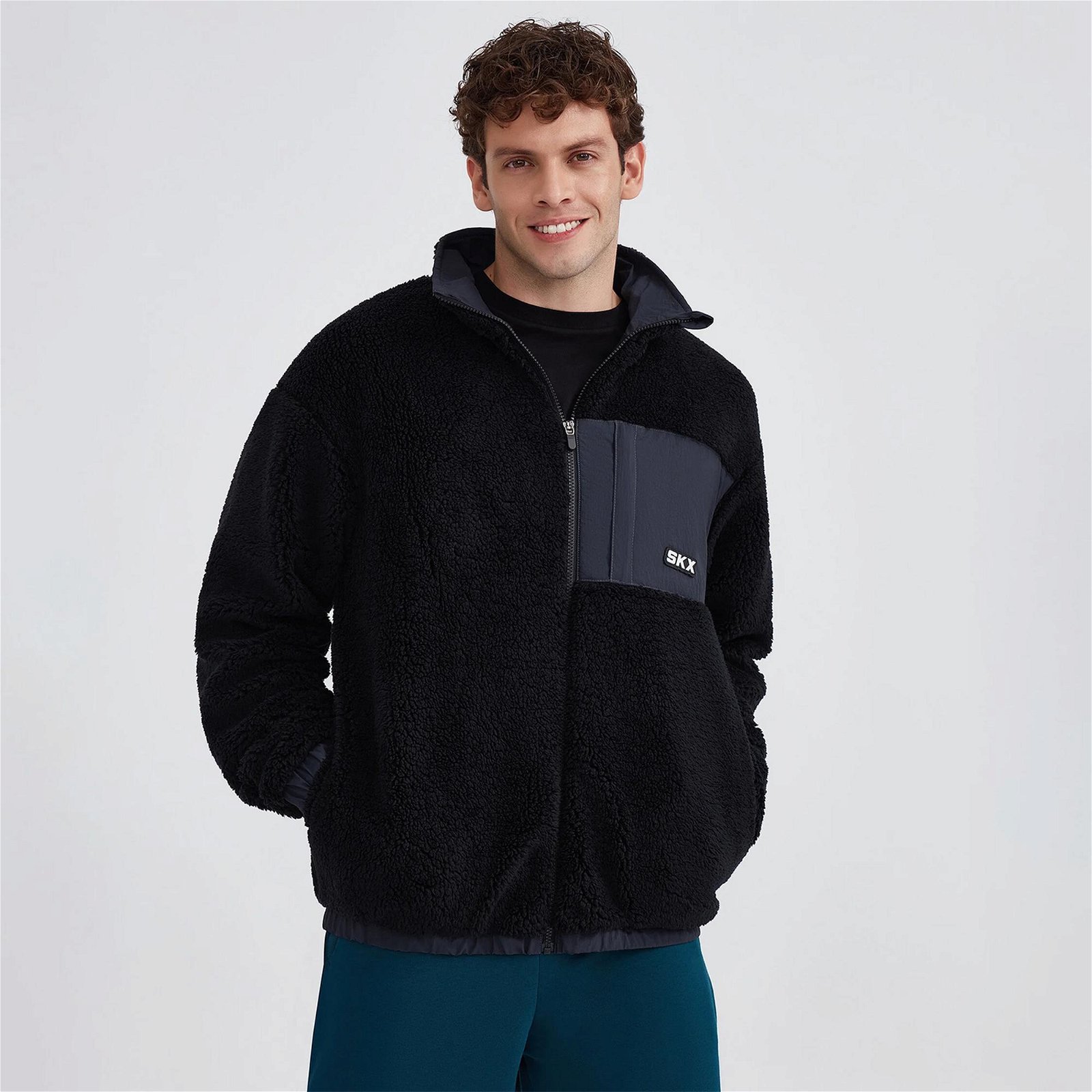 Skechers M Outdoor Fleece Full Zip Sherpa Erkek Siyah Ceket