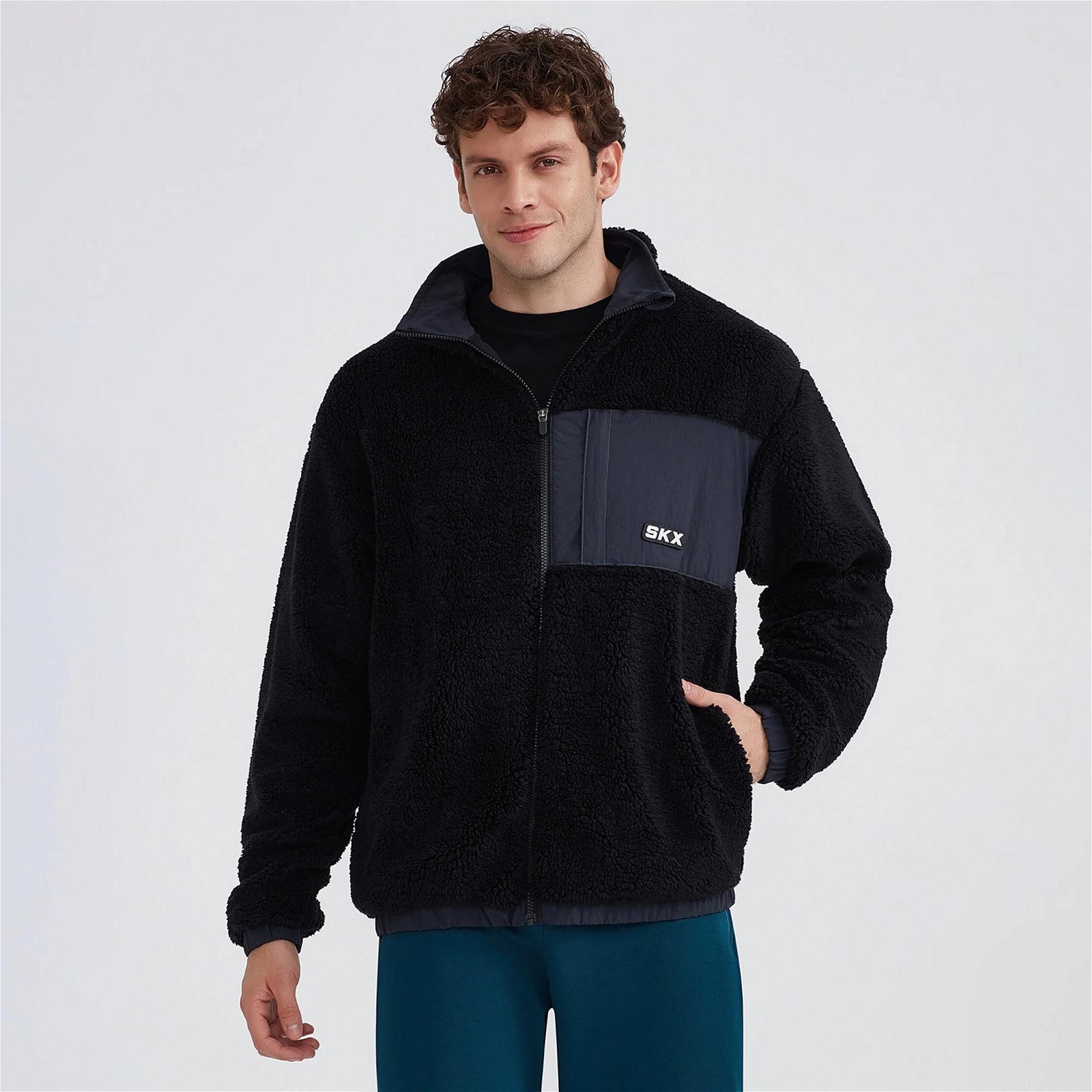 Skechers M Outdoor Fleece Full Zip Sherpa Erkek Siyah Ceket