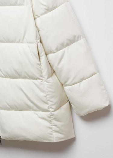  Mango Kadın Kapüşonlu Kapitone Anorak Kırık Beyaz