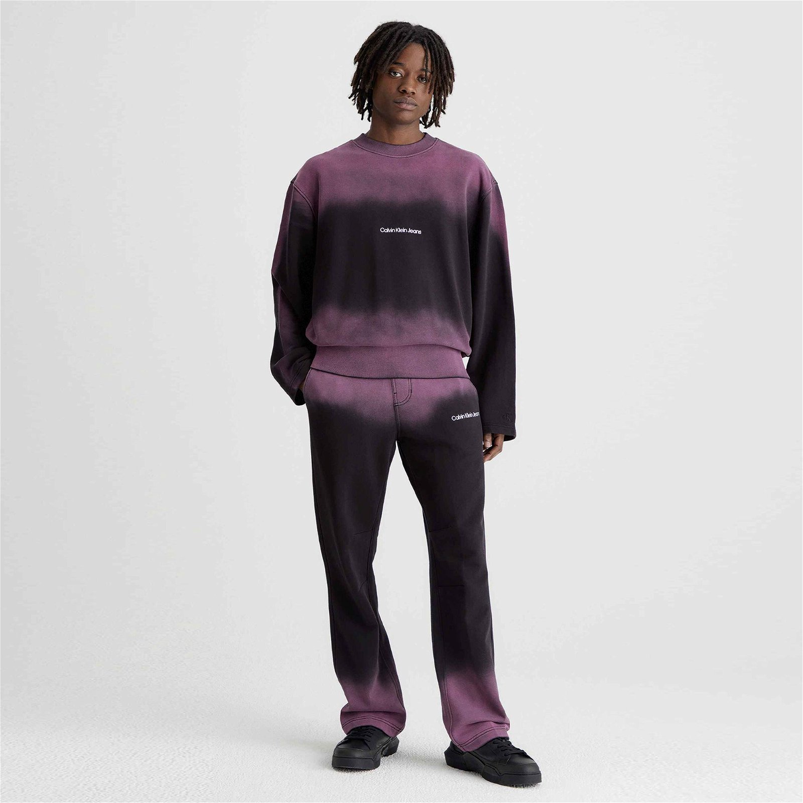 Calvin Klein Jeans Institutional Spray Crew Neck Erkek Siyah Sweatshirt