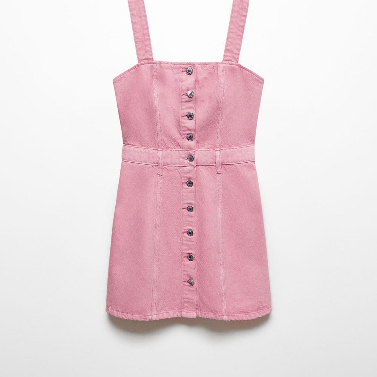 Mango Kadın Düğmeli Denim Elbise Şeker Pembe