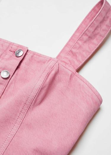  Mango Kadın Düğmeli Denim Elbise Şeker Pembe