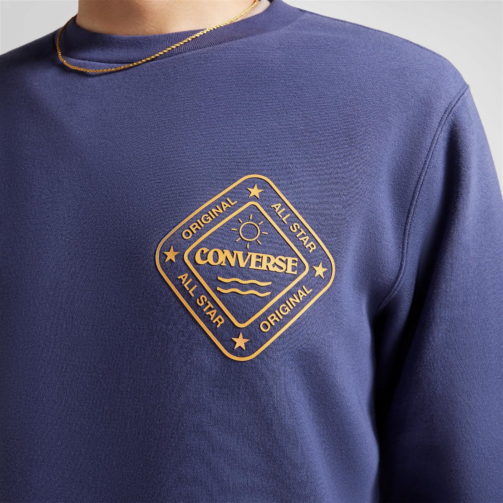 Converse All Star Winter Art Crew Erkek Mavi Sweatshirt